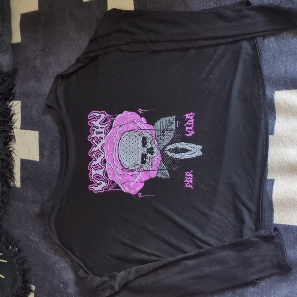 Black and light purple VIXXON/Dixxon brand long sleeve with praying skull